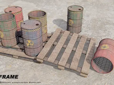 Toxic barrel - 2K Textures Maps 3D model