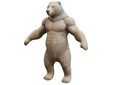 Muscular bear character Low-poly 3D model