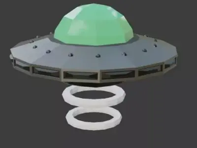 Low Poly UFO spaceship with rings Free low-poly 3D model