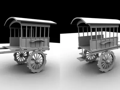 Old Rikshaw Model in Maya Low-poly 3D model