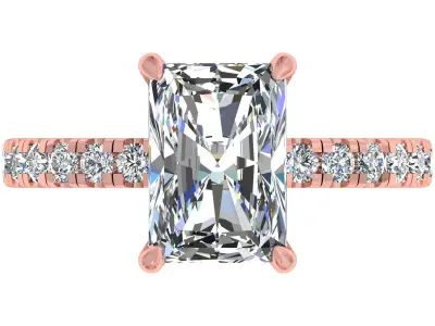 Radiant Stone Solitary Engagement Ring 3D print model