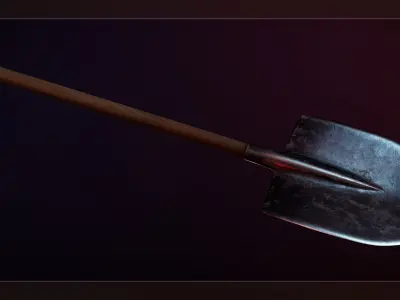 Coffin and Shovel for AAA Games Low-poly 3D model