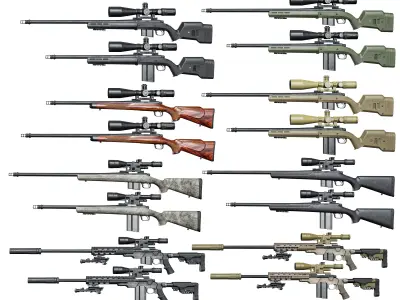 Remington 700 Tactical Modular Sniper Rifle 3D Model Pack