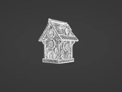 Whimsical Hand-Painted Birdhouse 3D Model 3D model