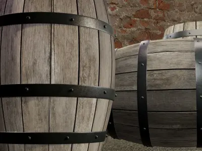wooden barrel Low-poly 3D model 18