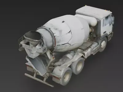Cracked Concrete Ruined Cement Mixer 3D Model Low-poly 3D model
