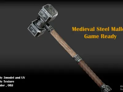 medieval mallet Low-poly 3D model