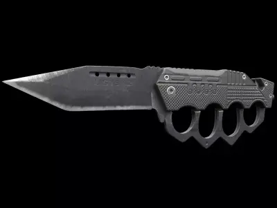 Black folding knuckle knife Low-poly 3D model