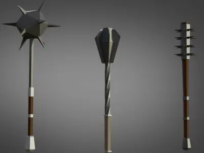 Low-Poly Stylized Medieval Weapons Low-poly 3D model