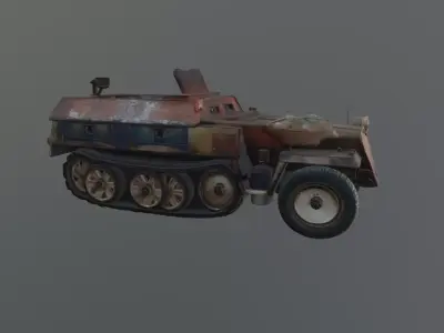 destroyed halftrack Free 3D model