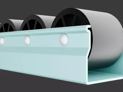 6 Rail with wheels  3D model