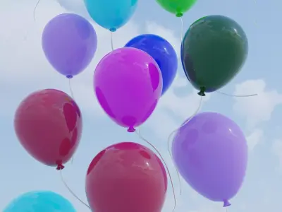 Set of colorful balloons Free low-poly 3D model