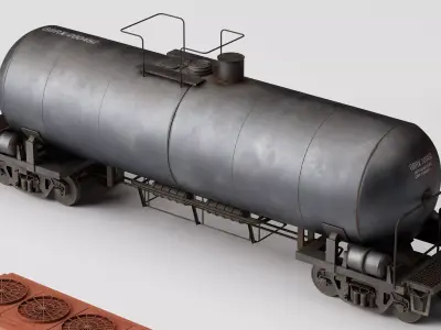 Heavy Freight Locomotive and Railway Cargo Carriage Collection 3D model