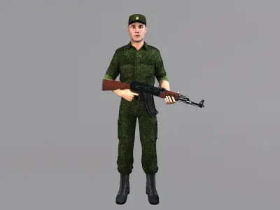 Russian Soldier 3D model Low-poly 3D model