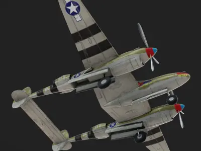 Lockheed P-38 Lightning Low-poly 3D model