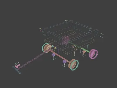 Little Wooden Wagon with Pins and Screws 3D model