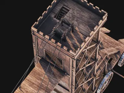 Siege Tower   Low-poly 3D model