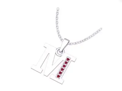 Pendant Necklace with Pave 3D print model