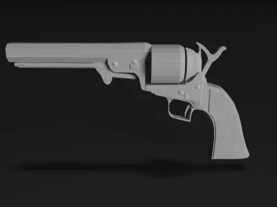 old revolver  Low-poly 3D model