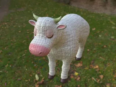 White Cow cartoon Low-poly 3D model