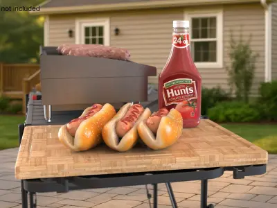 Classic Hot Dogs on Cutting Board 3D model