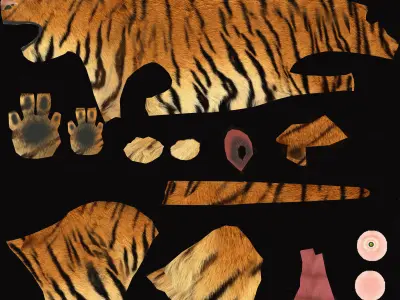 tiger lion in night Low-poly 3D model