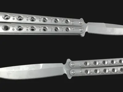 Butterfly Knife Low-poly 3D model 4