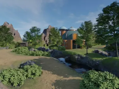 Tropical River Village 3D model