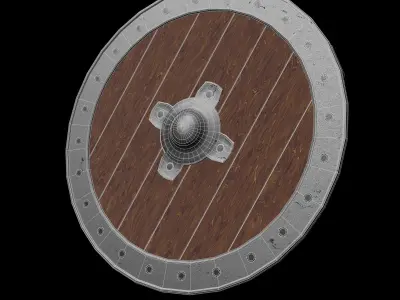 Set of 5 medieval rounded shields - procedural material Low-poly 3D model