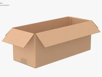 Cardboard Box 50x20x20 Open 3D model