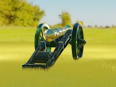 machine-gun cannon in field 3D model