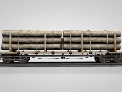 Flat Log Wagon 3D model