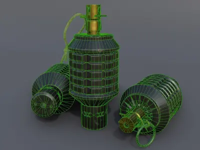 Type 91 Hand Grenade Low-poly 3D model