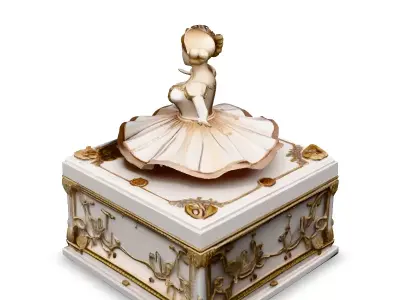 Elegant Ballerina Music Box 3D Model Low-poly 3D model