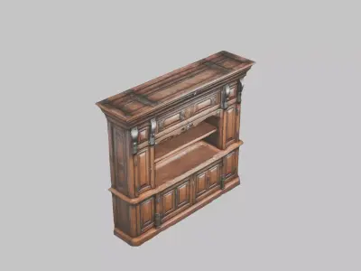 Medieval Wooden cabinet Low-poly 3D model purchase