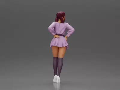 Stylishly Standing with One Hand on Hip and Playful Look 3D print model