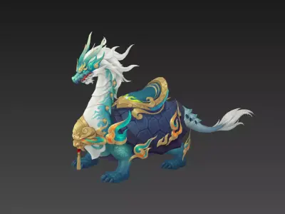 Divine turtle  Xuanwu Low-poly 3D model