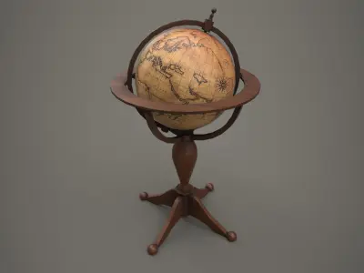 Standing Globe Antiques PBR Low-poly 3D model