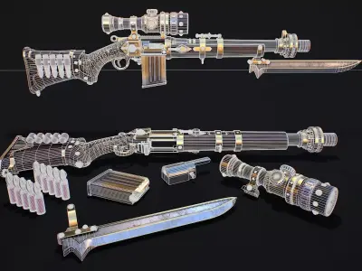 Fantasy Rifle 2 Game Ready Asset Low-poly 3D model