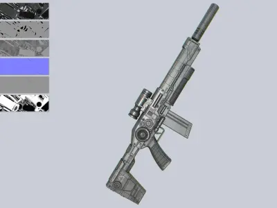 Scifi military gun Low-poly 3D model order