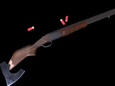 Shotgun IZH axe Low-poly 3D model