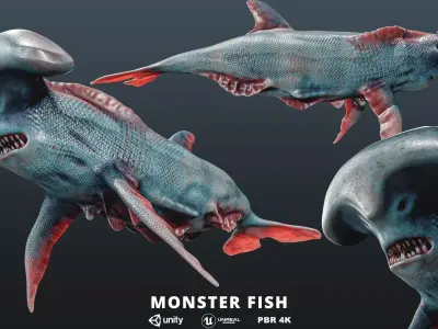 Monster fish Low-poly 3D model purchase