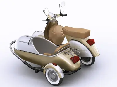 Generic retro scooter with sidecar 3D model