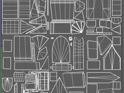 Low Poly medieval houses  Low-poly 3D model