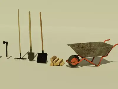 Low Poly Garden Tools Low-poly 3D model