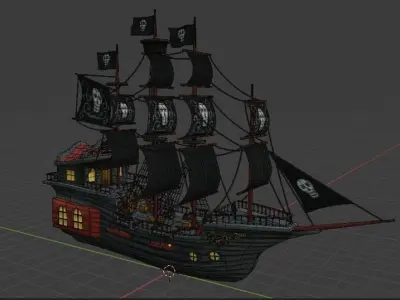 Pirate Ship Low-poly 3D model