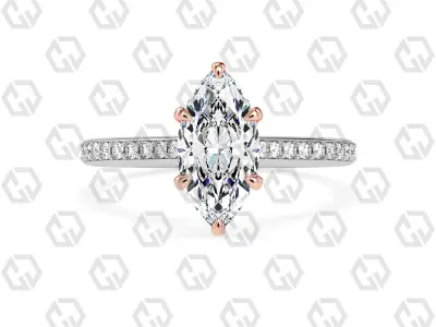 Ring 55 Marquise Shape Pave setting ring with Gems 3D print model