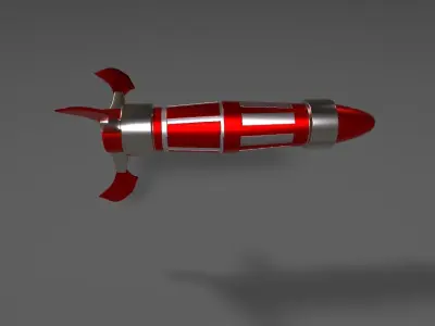 Red Missile Low-poly 3D model