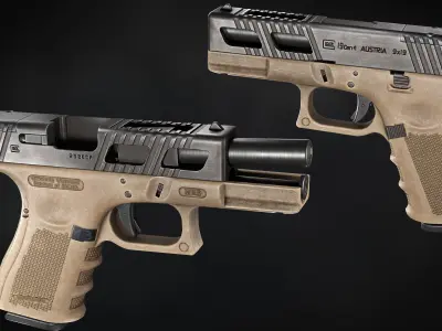 Glock 19 Gen 4 Low-poly 3D model