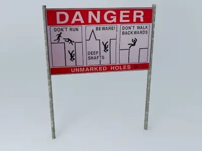 Unmarked Holes Danger Sign Free 3D model